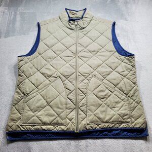 Crown & Ivy Quilted Diamond Full Zip Vest 2 Pockets Khaki Navy Men Sz XL